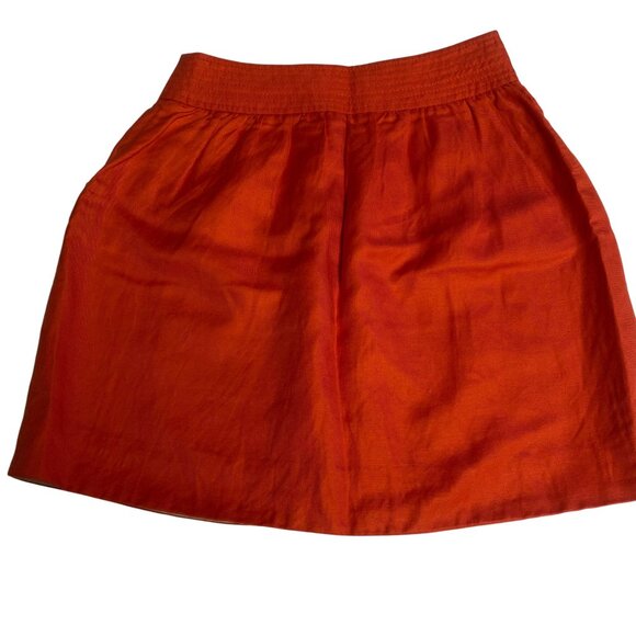 J.Crew Womens Orange Linen Blend Mini Skirt With Pockets Size 2 - Picture 4 of 7